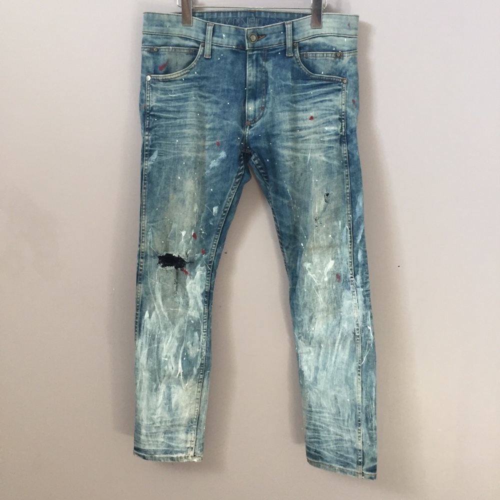 Fear of God Style Calvin Klein Painted + Ripped Jeans Denim Sculpted Fit 32